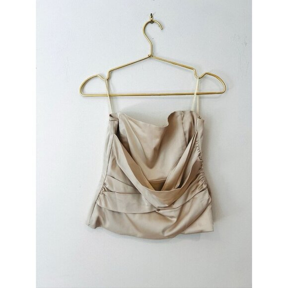 BCBG Maxazria Women’s Strapless Tan Bustier Zip Corset Cropped Top, Size S - Picture 4 of 8